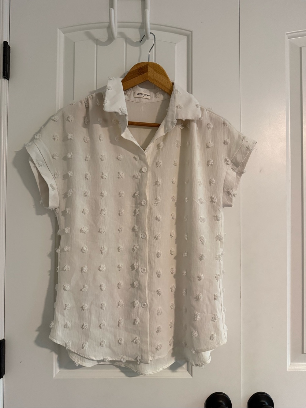 White Textured Button-Up Shirt
